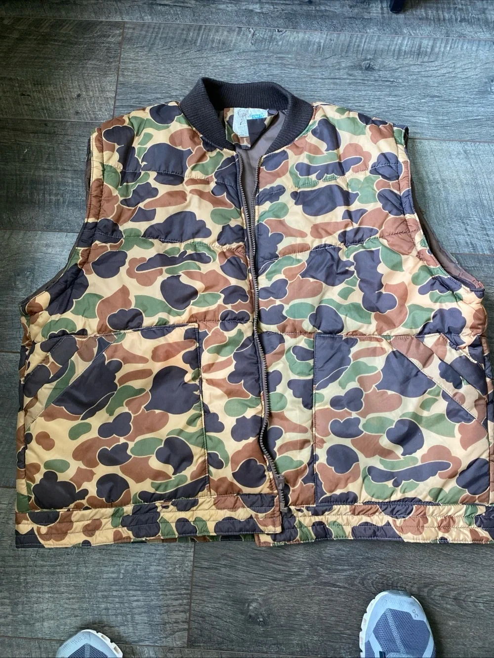 Men's Vintage Duck Camo Quilted Bomber Jacket - Brown/Green